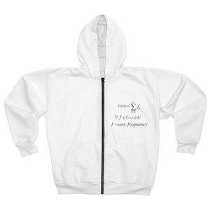 AOP Unisex Mathematical "Who is God" Zip Hoodie