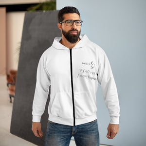 AOP Unisex Mathematical "Who is God" Zip Hoodie